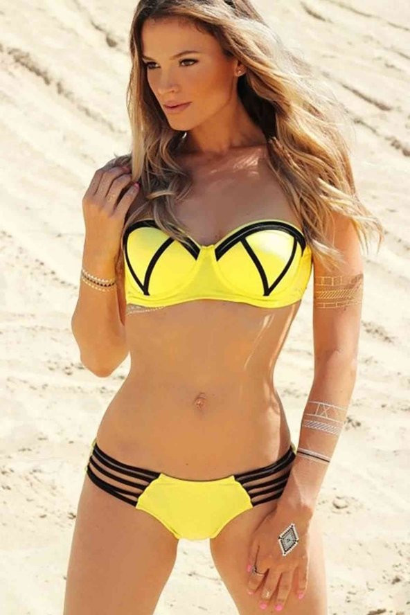 Sarı Şık Tasarımlı Bikini