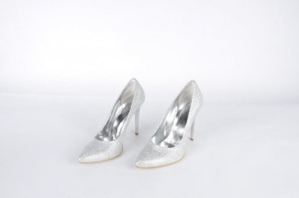 Bayan topuklu ayakkabı gümüş çupra 5041