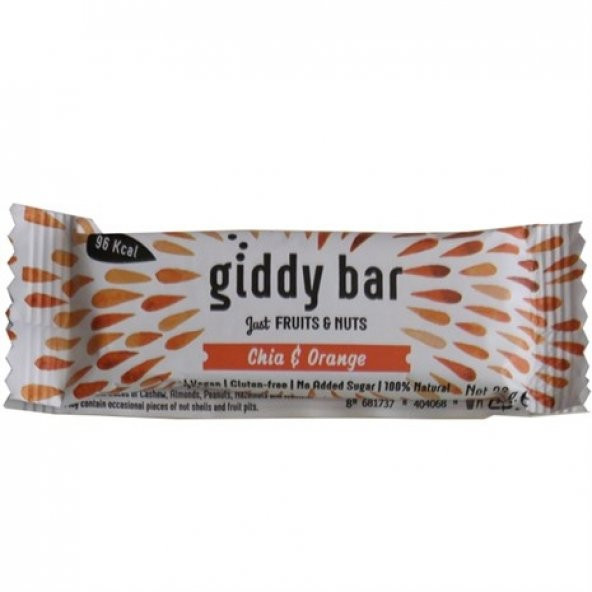 Giddy Bar Chia ve Portakallı Meyve Bar 28 gr