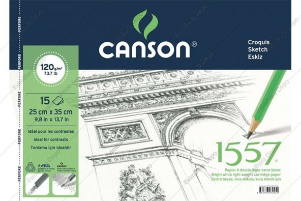 Canson 1557 Resim ve Çizim Bloğu 120 gr 25x35 cm 15 Sayfa