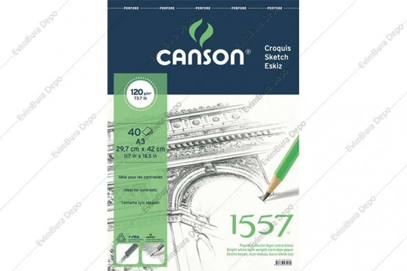 Canson 1557 Resim ve Çizim Bloğu 120 gr A3 40 Sayfa