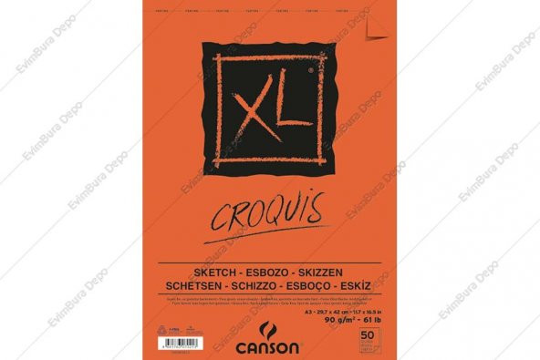 Canson XL Croquis Resim ve Çizim Bloğu 90 gr A3 50 Sayfa