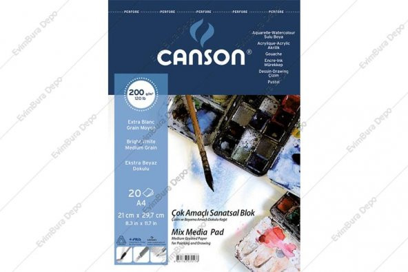 Canson Finface Çok Amaçlı Sanatsal Blok 200 gr A4 20 Sayfa