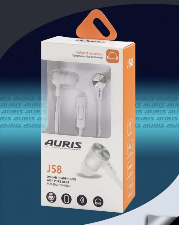 Auris Mikrofonlu Kulaklık Metal Başlık J58 Beyaz
