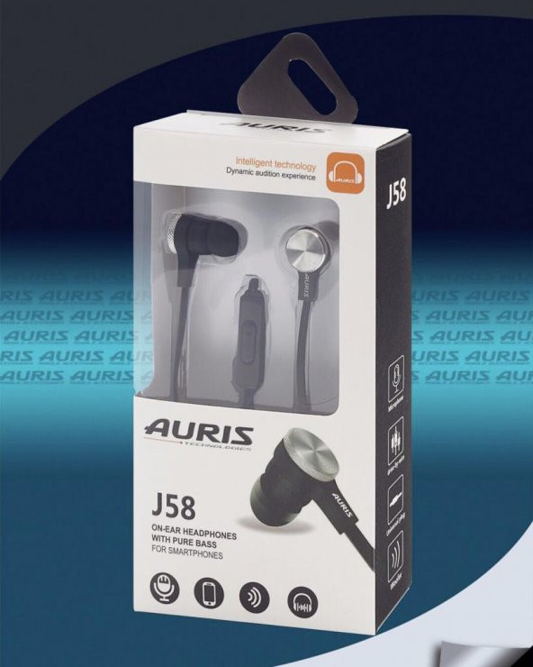Auris Mikrofonlu Kulaklık Metal Başlık J58 Siyah