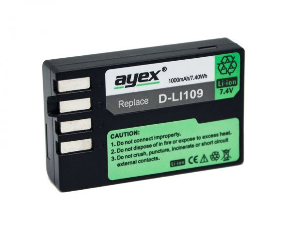 PENTAX K-30 K-50 K-70 K500 K-S1 K-S2 için D-Li109 Ayex Batarya