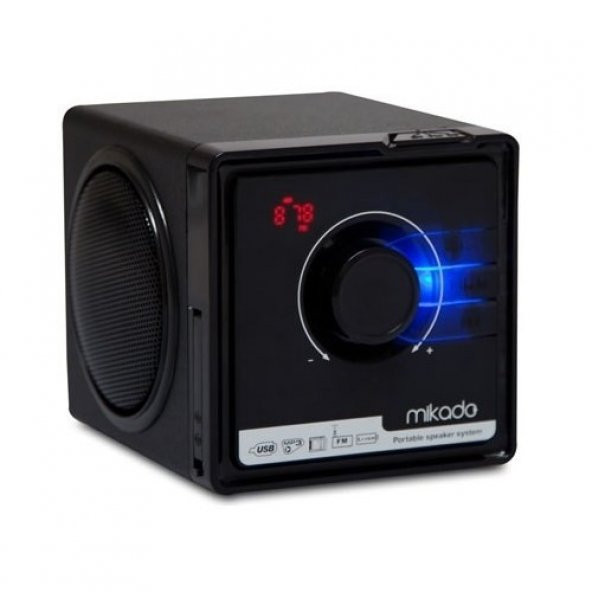 Mikado MD-236 3W+3W Siyah FM Radyo Destekli Müzik Kutusu