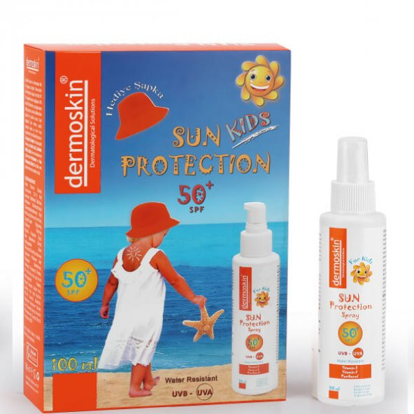 Dermoskin Çocuklar için Güneş Koruyucu Sprey SPF 50+ 100 ml Şapka Hediyeli SKT : 04/2020