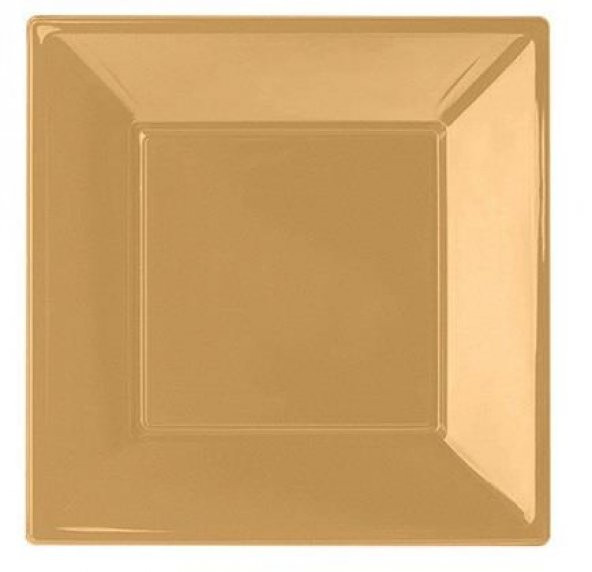 6 Adet Mat Altın Sarısı Gold Supla Kare Tabak Yetişkin Doğum Günü