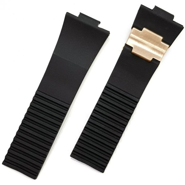 Ulysse Nardin Siyah Silikon Demirli Saat Kordonu Kayış - Resim 2