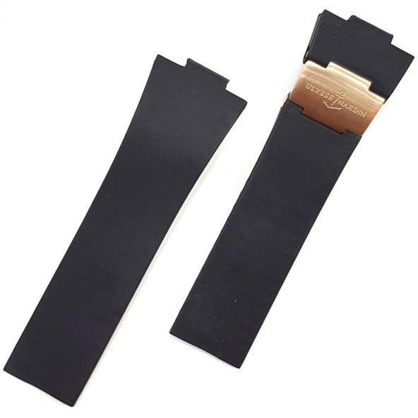 Ulysse Nardin Siyah Silikon Demirli Saat Kordonu Kayış - Resim 4