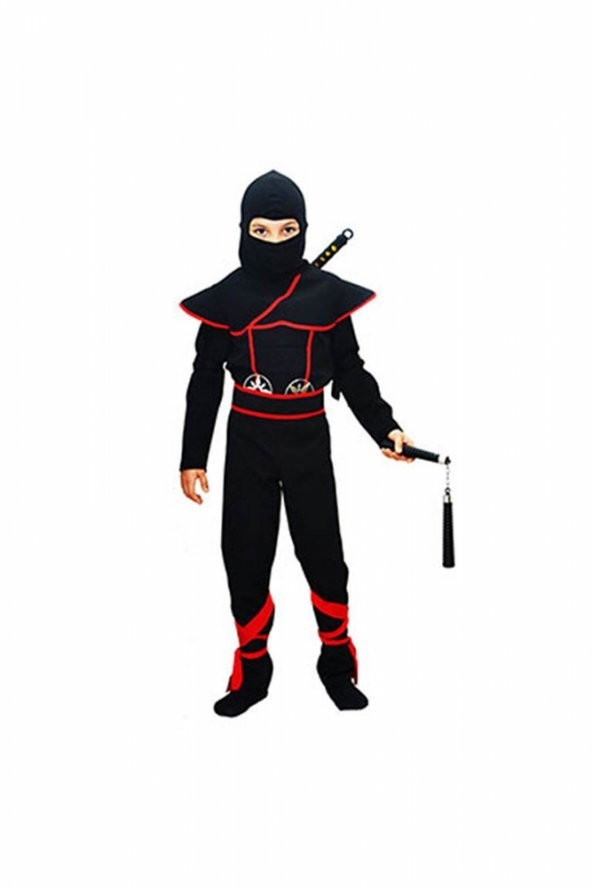 Gizli Ninja Çocuk Kostümü Lüks Siyah 9-10 Yaş 1 Adet