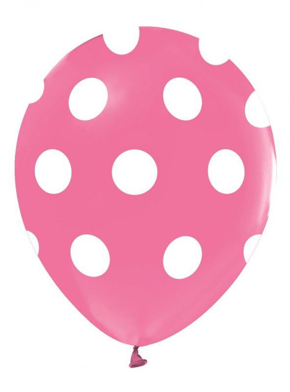 14 Adet Pembe Beyaz Puantiyeli Balon, Benekli Cinsiyet Balonları