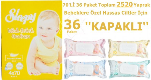 Sleepy Islak Havlu Hassas Ciltler 36 Paket 2520 Yaprk KAPAKLI