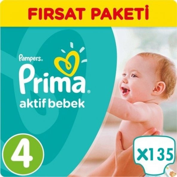 Prima Bebek Bezi No:4 Beden (8-14 Kg) 135 Adet Fırsat Paketi