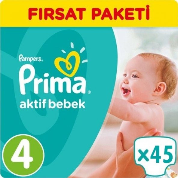 Prima Bebek Bezi No:4 Beden (8-14 Kg) 45 Adet Fırsat Paketi