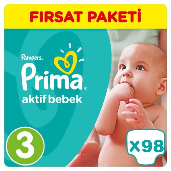 Prima Bebek Bezi No:3 Beden (5-9 Kg) 98 Adet Fırsat Paket