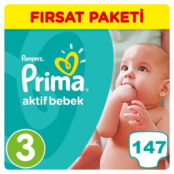 Prima Bebek Bezi No:3 Beden (5-9 Kg) 147 Adet Fırsat Paketi