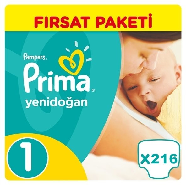 Prima Yenidoğan Bebek Bezi No:1 Beden (216 Adet) Fırsat Paketi