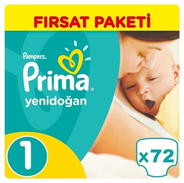 Prima Yenidoğan Bebek Bezi No:1 Beden (72 Adet) Fırsat Paketi