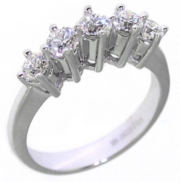 Goldstore 18 Ayar Altın  0.87 ct Pırlanta 5 taş Yüzük DRW7975