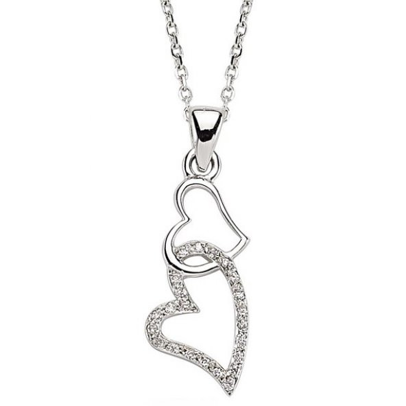Goldstore 18 Ayar Altın  0.05 ct Pırlanta Kalp Kolye DP9509