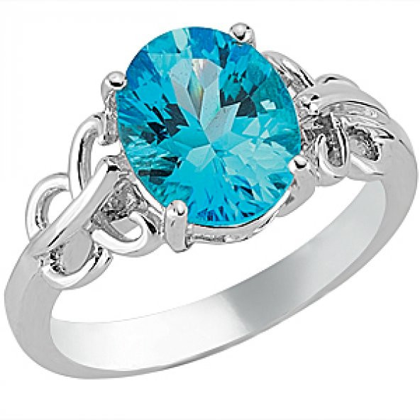 Gümüş Blue Topaz Yüzük SR17022