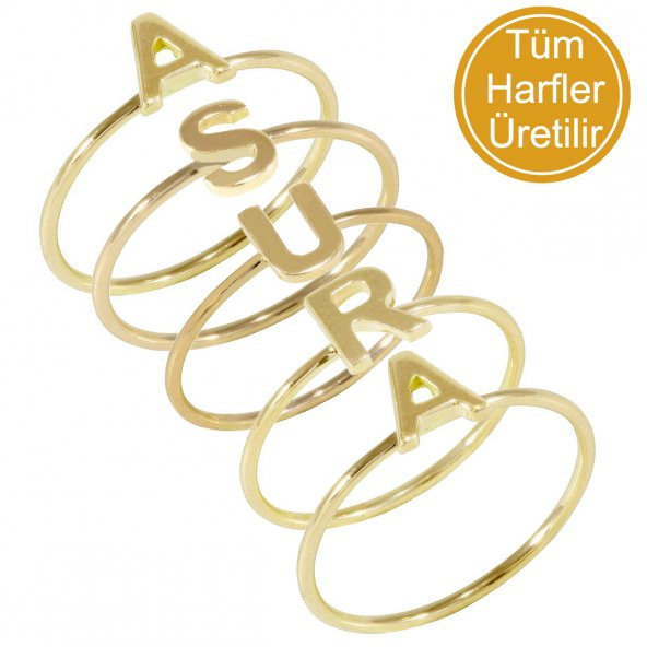 Goldstore 14 Ayar Altın Harf Yüzük PNJ27839
