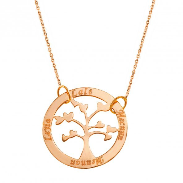 Goldstore 8 Ayar Rose Altın Ailemizin Hayat Ağacı İsim Kolye GP39871