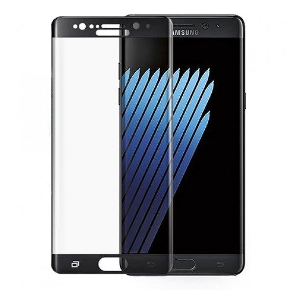 Samsung Galaxy Note 7 - 5D 3D Kavisli Tamperli Kırılmaz Cam Tam Kaplama Ekran Koruyucu Siyah