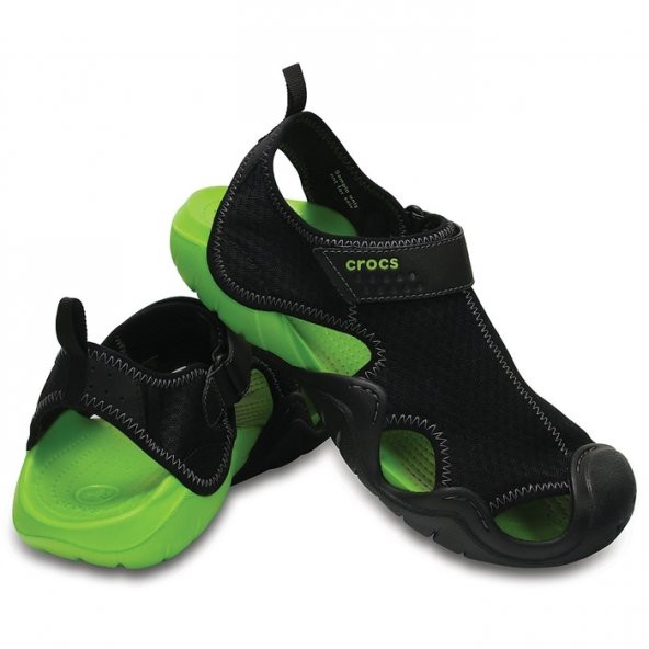 Crocs Swiftwater Sandal Black/Volt Green Erkek Sandalet CR0014 - Resim 4