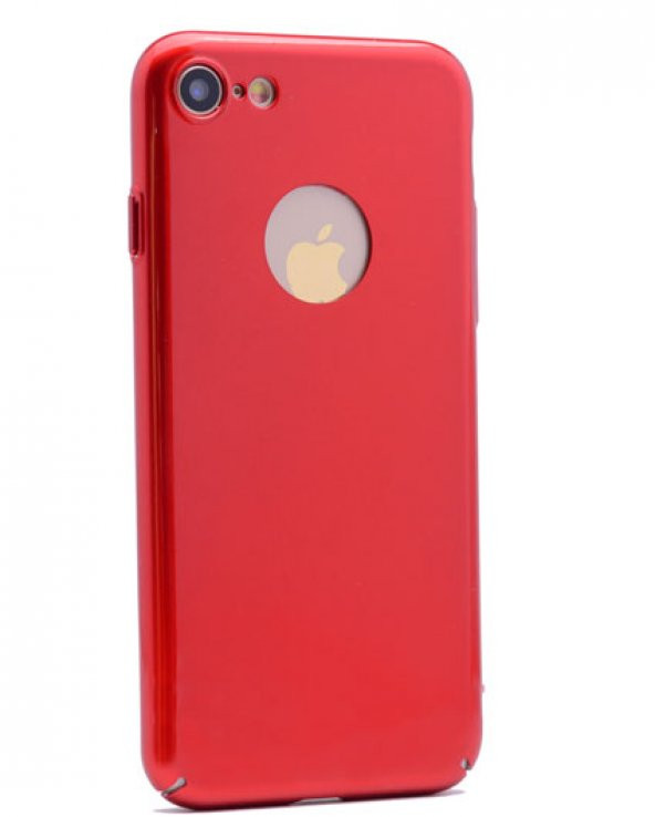 iPhone 7 Kılıf Cherry Düğme Korumalı Arka Kapak Kırmızı + Kırılmaz Cam Ekran Koruyucu