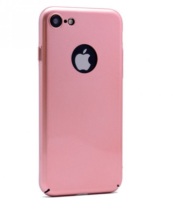 iPhone 6S Plus Kılıf Cherry Düğme Korumalı Arka Kapak Pembe + Kırılmaz Cam Ekran Koruyucu