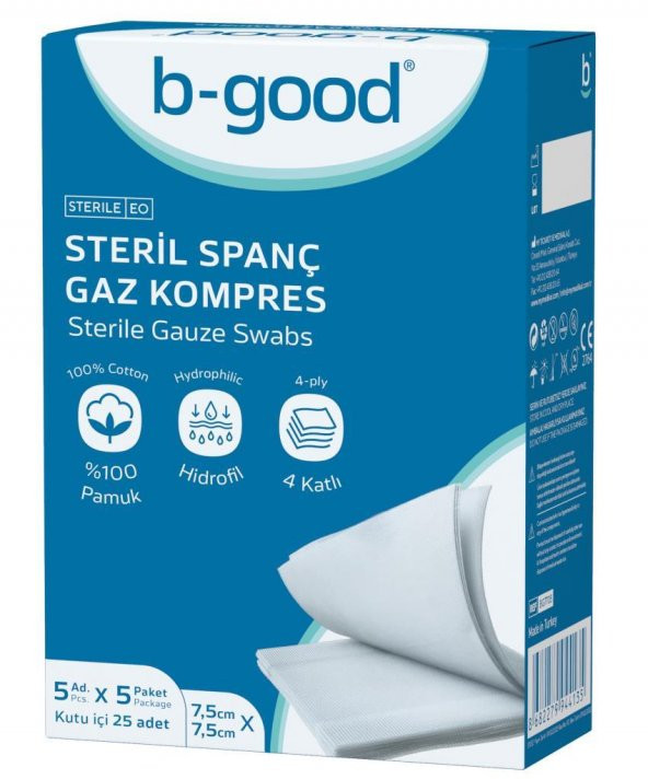 B-Good Steril Gaz Kompres Spanç 7.5X7.5 25 Adet