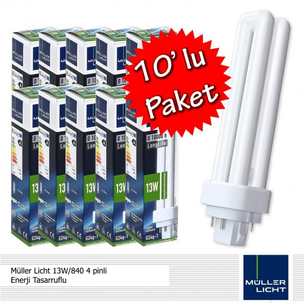Müller Licht 13W/840 4 pinli Enerji Tasarruflu PLC 10lu paket