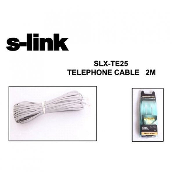 S-link SLX-TE25 2m RJ12 Telefon Kablosu