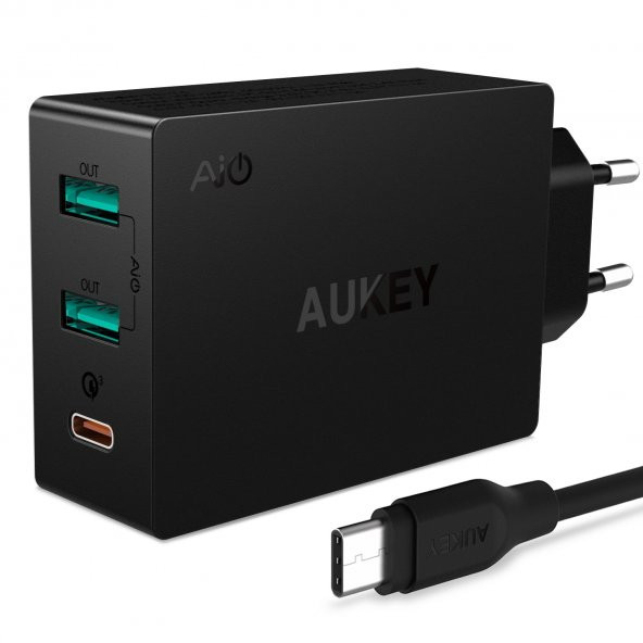 Aukey PA-Y4 3 Port 42W QC 3.0 Type C Hızlı Seyahat Şarj Cihazı