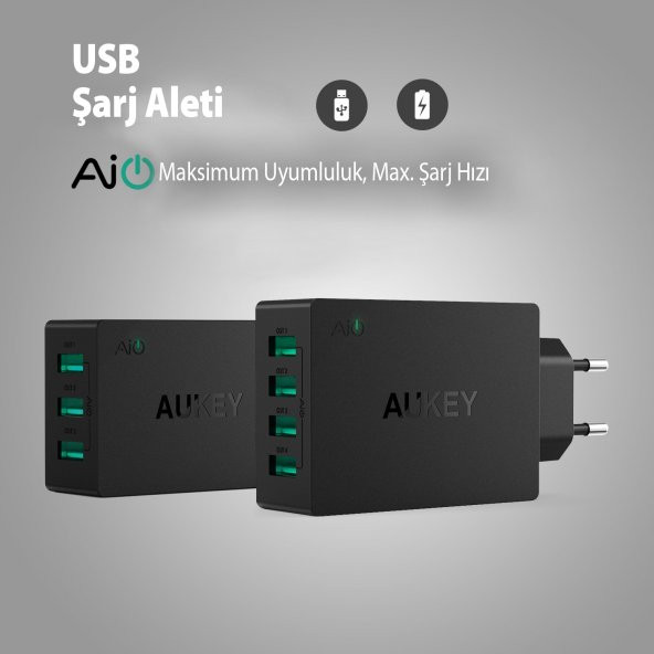 Aukey PA-U36 4 Portlu 40W USB Seyahat Şarj Cihazı - 2
