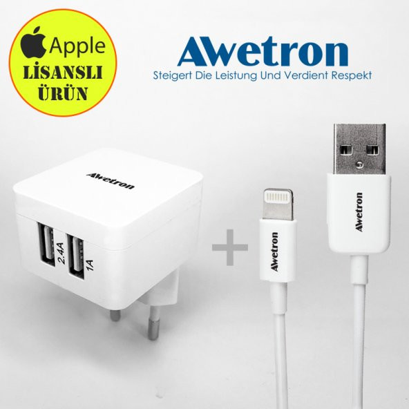 Awetron Apple iPhone Lisanslı Başlık + Kablo (5 Yıl Garanti)
