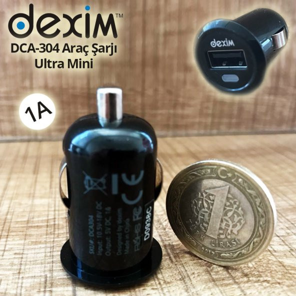 DEXIM DCA304 1A Ultra Mini Araç Çakmak Şarjı