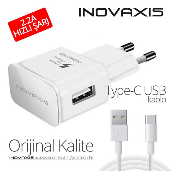 Orijinal Kalite INOVAXIS TYPE-C Şarj Cihazı+Kablo Hızlı Şarj