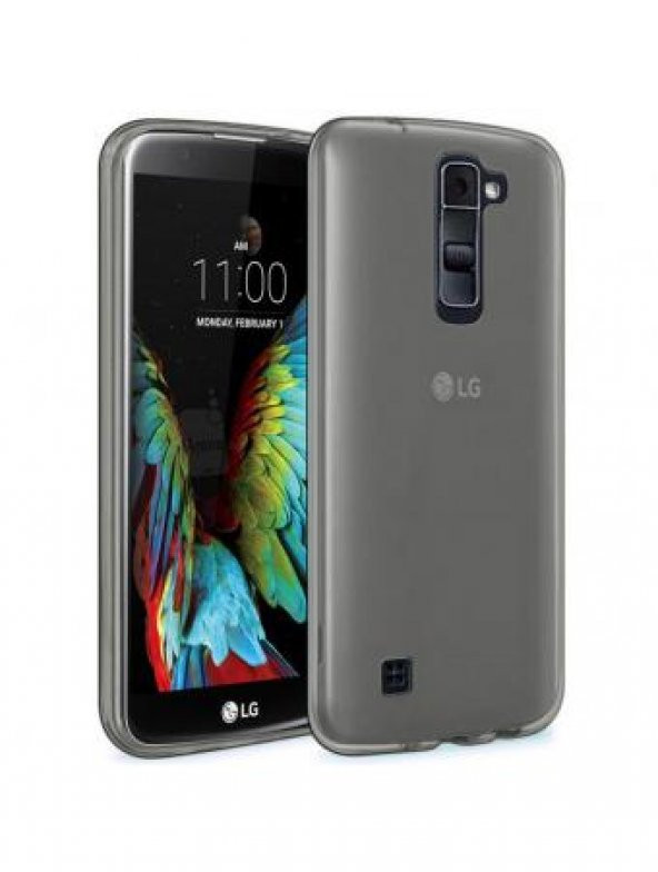 LG K10 2017 Kılıf Soft Silikon Şeffaf-Siyah Arka Kapak