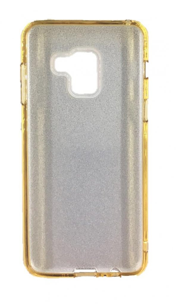 Samsung A8 Plus (A730) 3in1 Simli Silikon Arka Kapak Gold - 2