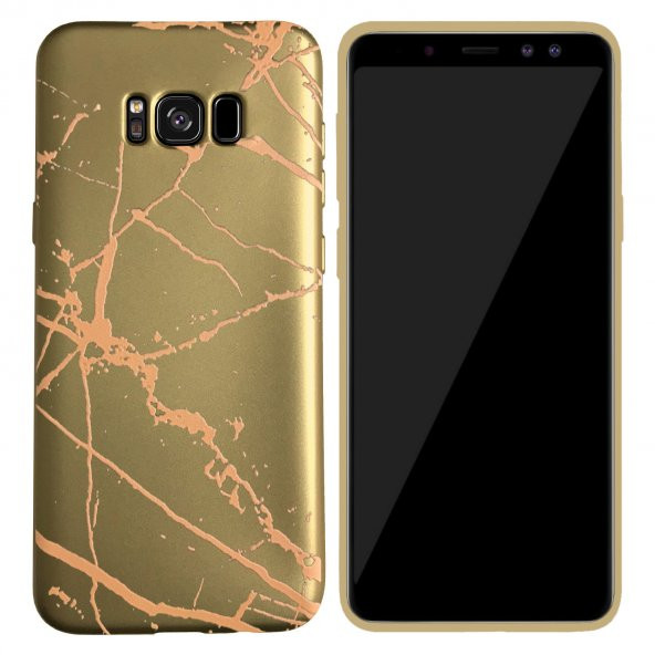 Samsung Galaxy S8 Plus (G955) Fırça Desen Silikon Arka Kapak Gold - 3