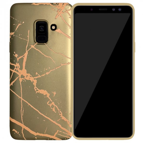 Samsung Galaxy A8 2018 (A530) Fırça Desen Silikon Arka Kapak Gold - 3