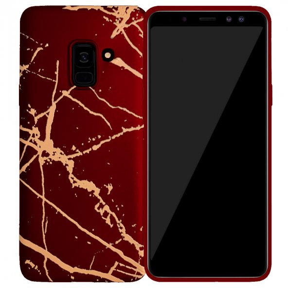 Samsung Galaxy A8 Plus (A730) Fırça Desen Silikon Arka Kapak Kırmızı - 3