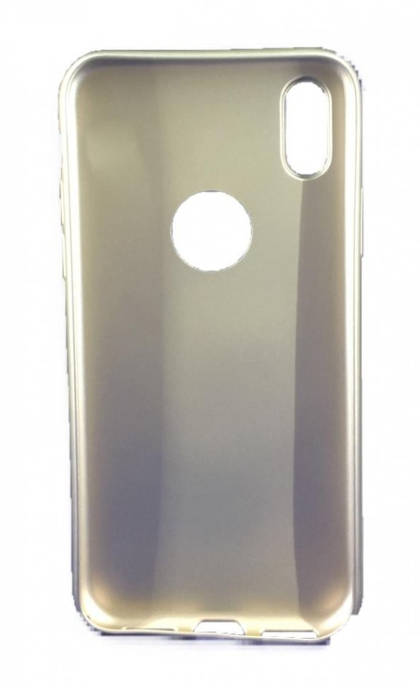 iPhone X/XS Fırça Desen Silikon Arka Kapak Gold - 3
