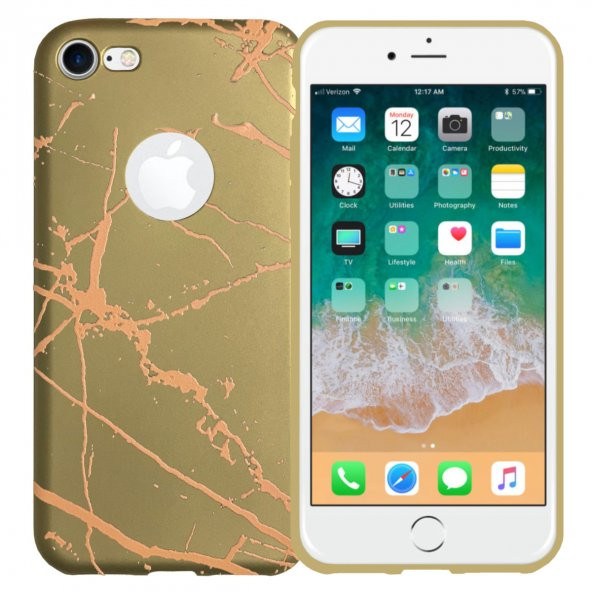 iPhone 7-8 Fırça Desen Silikon Arka Kapak Gold - 3
