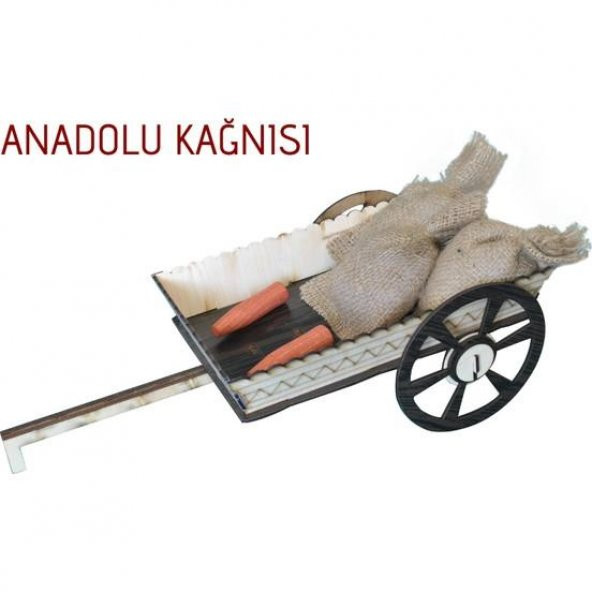 Ahşap Anadolu Kağnısı  Hediyelik 45x16 cm Dekorasyon Ahşap Tasarım