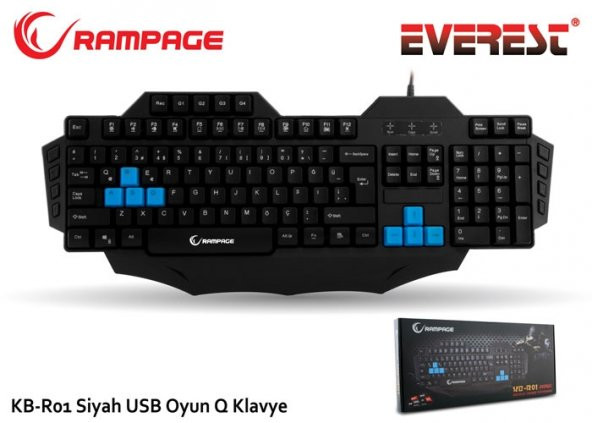 Everest Rampage KB-R01 Siyah USB Makrolu Gaming Q Multimedia Klav